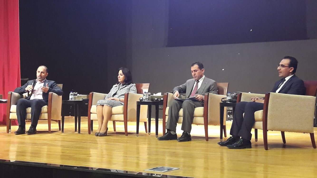Panel Topic: "How Can We Shift from Oil Economy to a Diversified Economy", with Minister of Agriculter Mr. Abdul-Star Majeed, Minister of Municipalities and Tourism Ms. Nawroz Mawlood, Head of Sulaymaniah Investment Unit Mr. Yasin Mahmoud Rashid. The panel was presented and managed by Mr. Bilal Saed, member of AKEI Board of Advisors